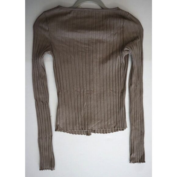Free People OB2149766 Women's Sz S Fallen Rock/Taupe Tilly Ribbed Knit L/S Top - Picture 6 of 6
